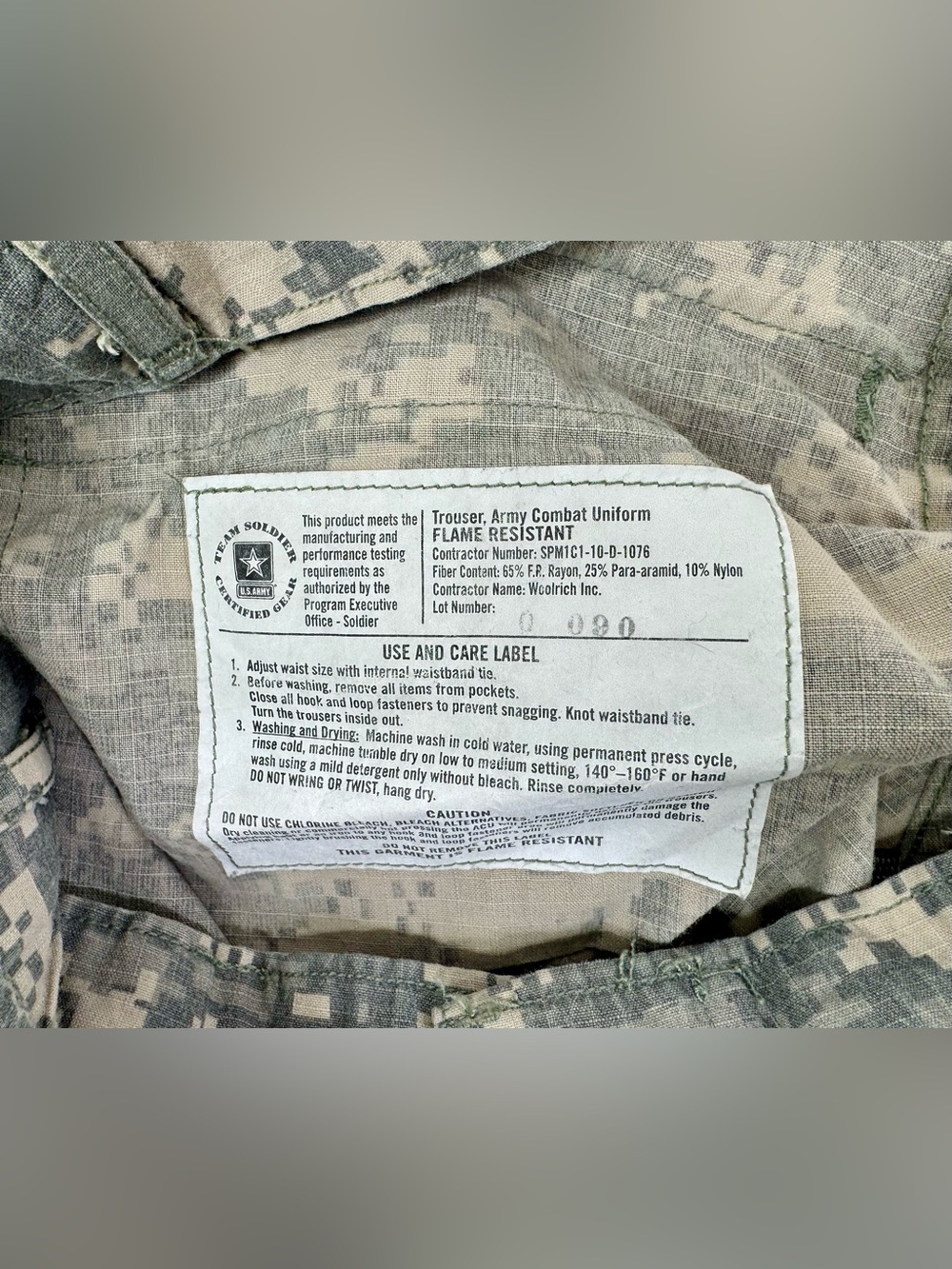 US Army Pant Mens M-L 34x34 Camo Cargo Tapered Military Uniform Combat Workwear - Picture 5 of 13